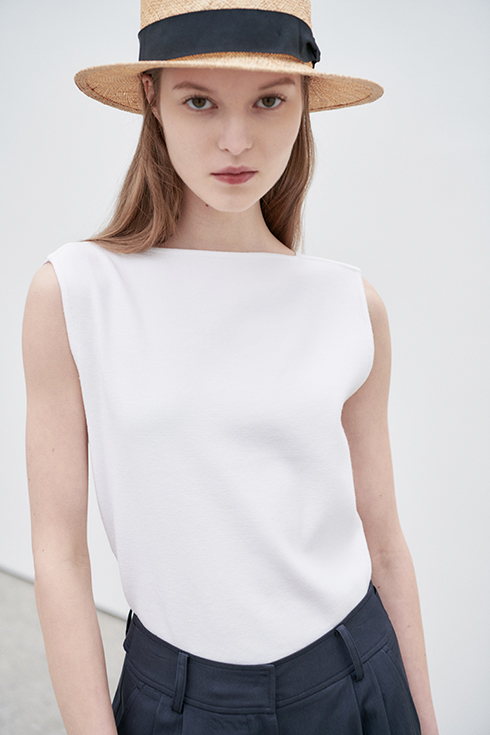 Minimal sleeveless knit pullover [2colors]