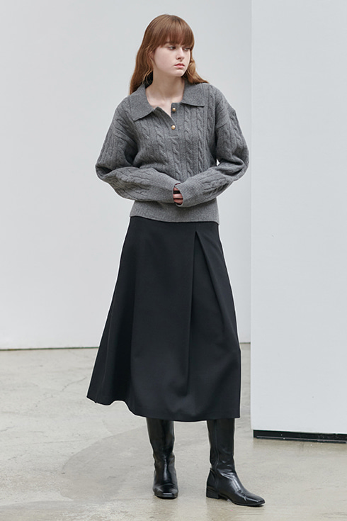 [Reorder] 22FN unbalanced full skirt [BK]