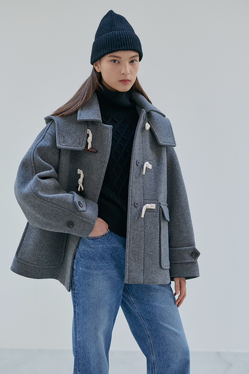22WN duffle hoody half coat [GY]