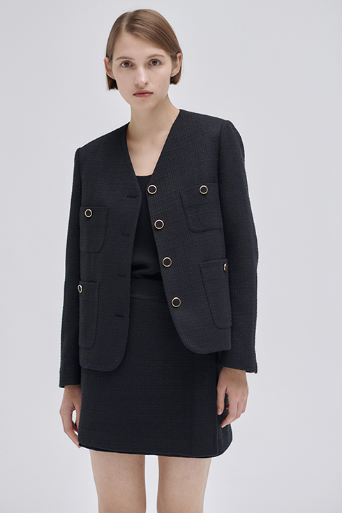 23SN tweed crop jacket [BK]