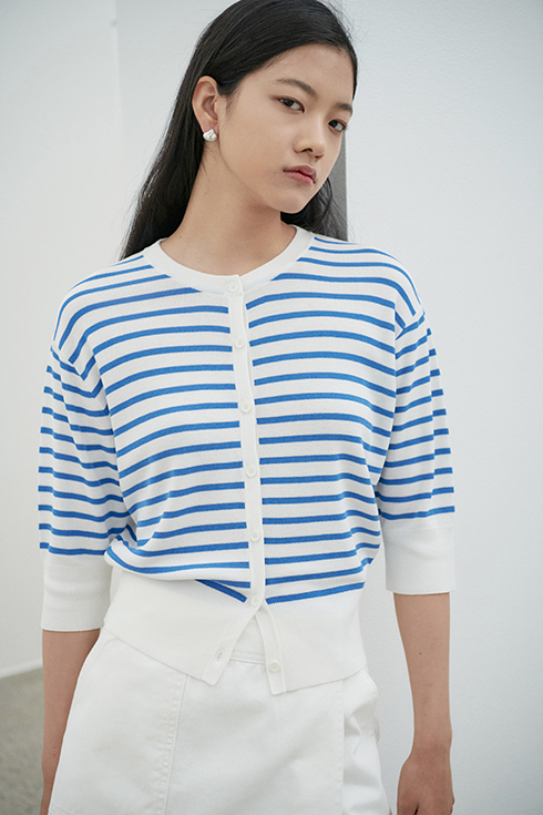 Summer stripe crop cardigan [3colors]