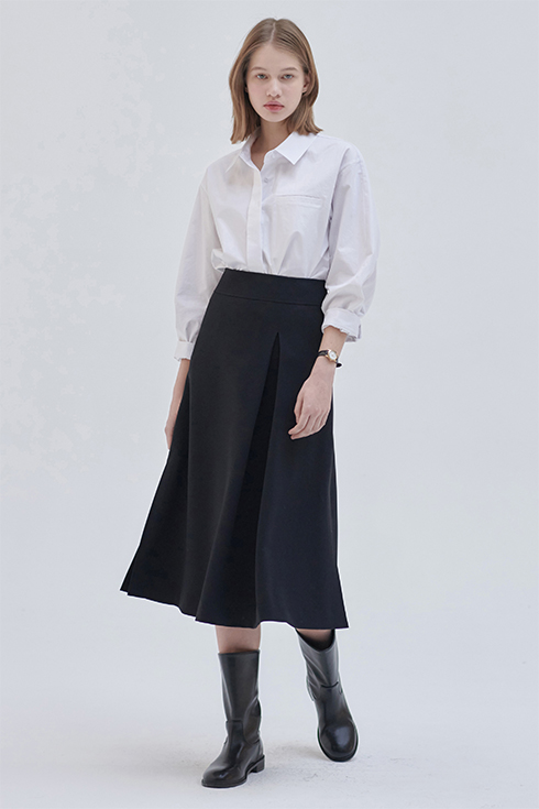 [Reorder] 24SN unbalanced full skirt [BK]