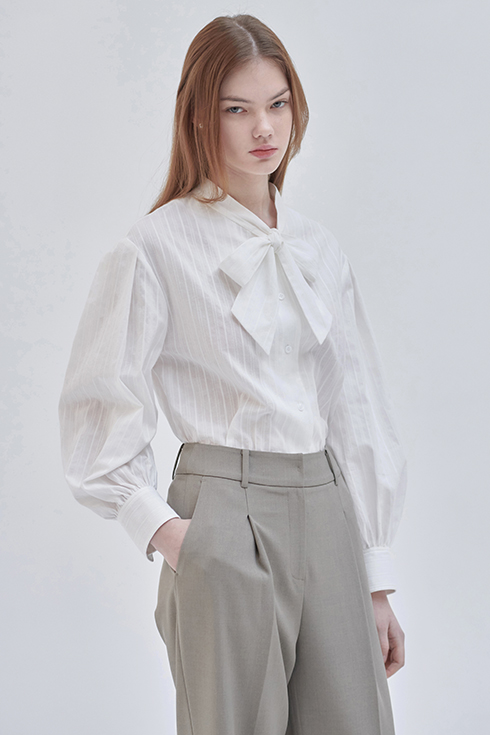 [B품] 24SN tie-point blouse [WH/ST]