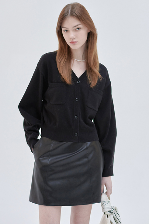 [Reorder] 24SN leather mini skirt [BK]