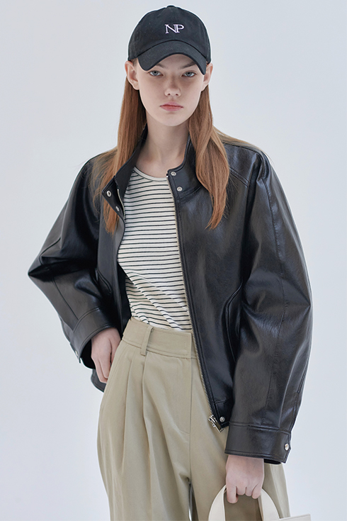 [B품] 24SN leather casual blouson jacket [BK]
